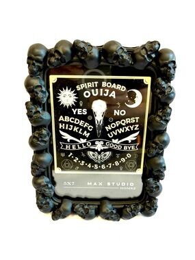 Goth Inspired Matte Black Skull Heads Picture Frame 5 x 7 Max Studio F561022